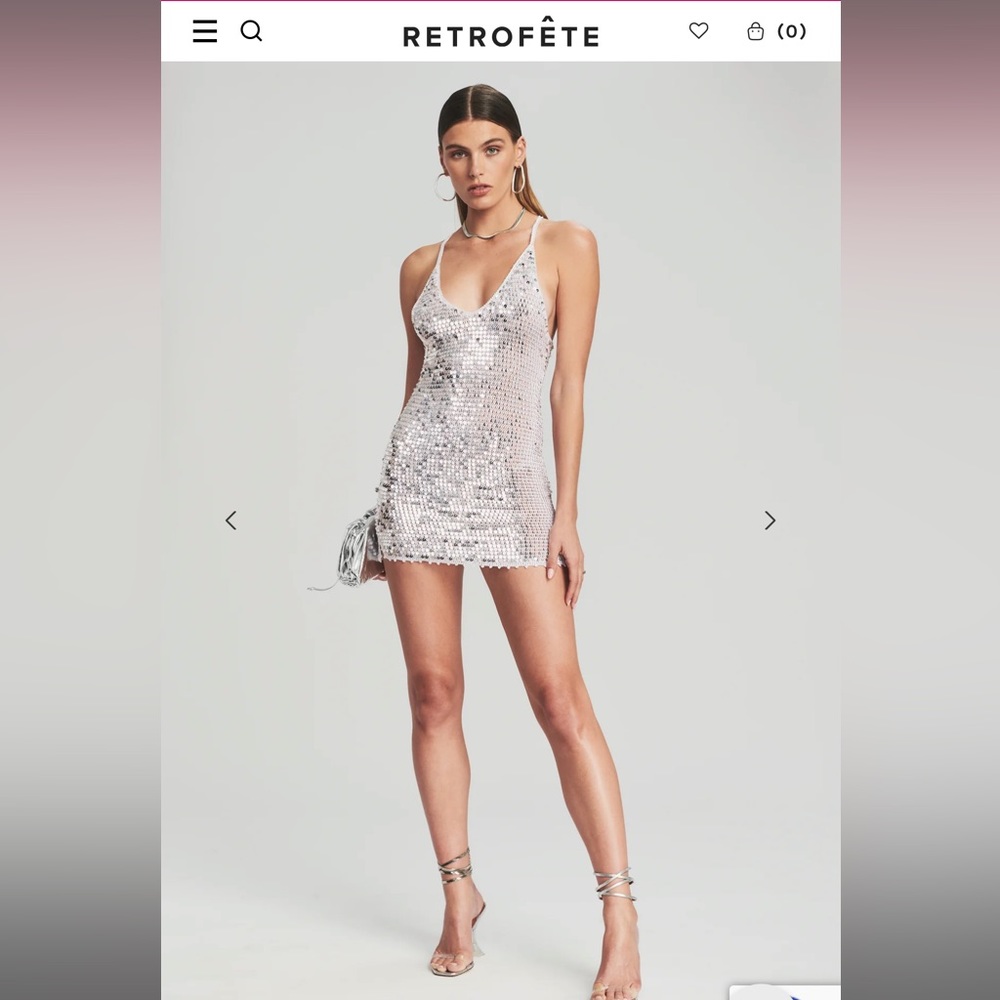 Retrofete Elliana Sequin Crochet Dress in White/Silver (M/L) - SOLD OUT